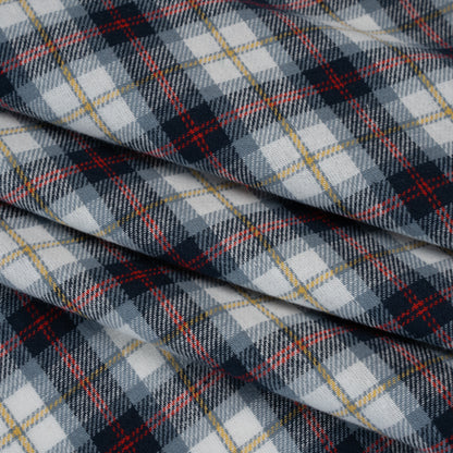 Yarn-Dyed Cotton Twill Flannel - Blue, Red and White Plaid