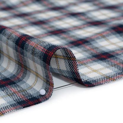 Yarn-Dyed Cotton Twill Flannel - Blue, Red and White Plaid