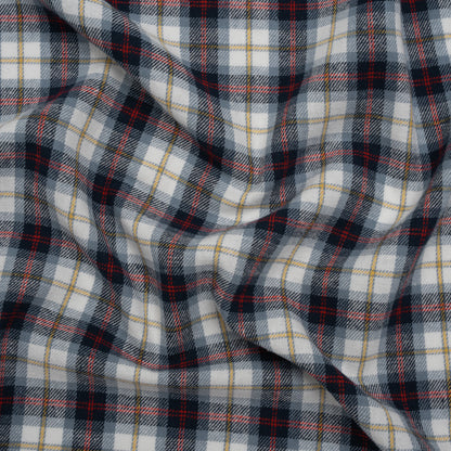 Yarn-Dyed Cotton Twill Flannel - Blue, Red and White Plaid