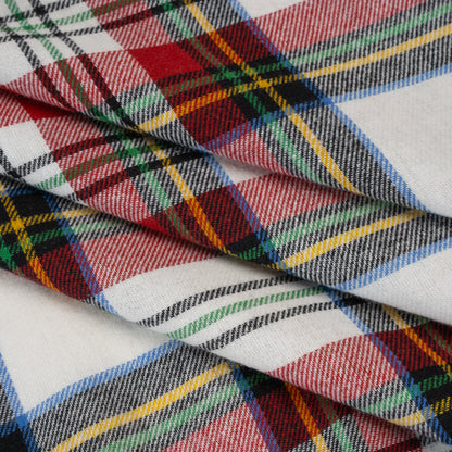 Yarn-Dyed Cotton Twill Flannel - White, Red and Green Plaid