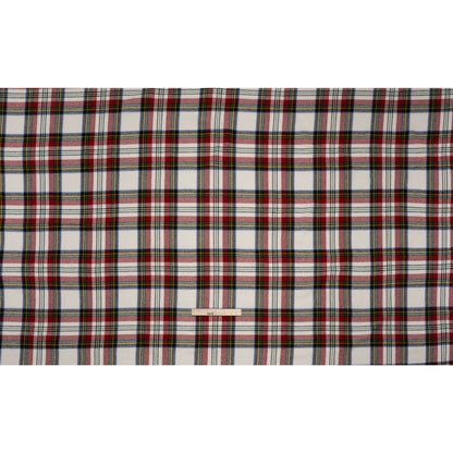Yarn-Dyed Cotton Twill Flannel - White, Red and Green Plaid