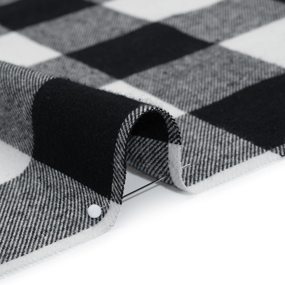 Yarn-Dyed Cotton Twill Flannel - Black and White Buffalo Check