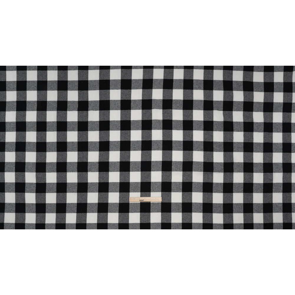 Yarn-Dyed Cotton Twill Flannel - Black and White Buffalo Check