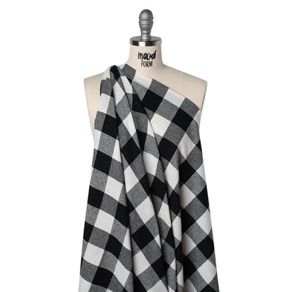 Yarn-Dyed Cotton Twill Flannel - Black and White Buffalo Check