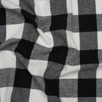 Yarn-Dyed Cotton Twill Flannel - Black and White Buffalo Check