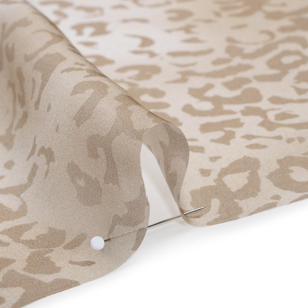 Silk Voile Print - Soft Beige and Tan Cheetah Spots - Deadstock Detail