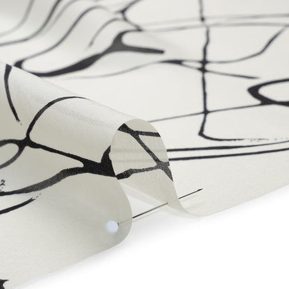 Silk Voile Print - Off White and Black Squiggles - Deadstock Detail