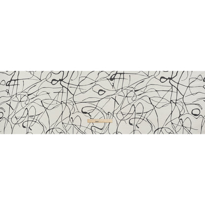 Silk Voile Print - Off White and Black Squiggles - Deadstock - Full