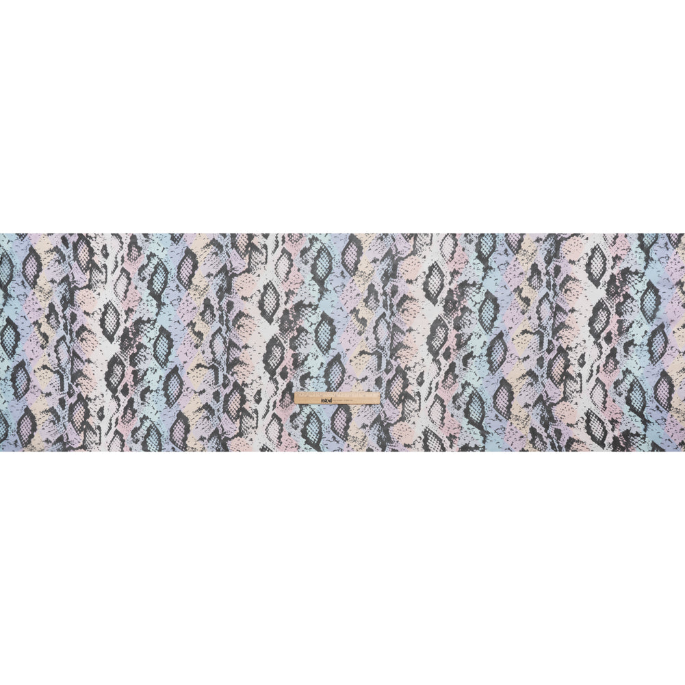 Silk Voile Print - Pastel Rainbow Diamonds and Black Snakeskin - Deadstock - Full