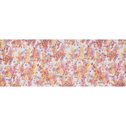 Crinkled Silk Chiffon Print - Red, Golden Yellow and Purplish Pink Wild Flowers - Deadstock