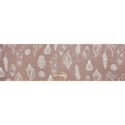 Silk Voile Print - Brown and White Sea Creatures and Shells - Deadstock - Full