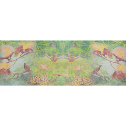 Crinkled Silk Chiffon Print - Green, Golden Brown and Yellow Jungle Creatures - Deadstock