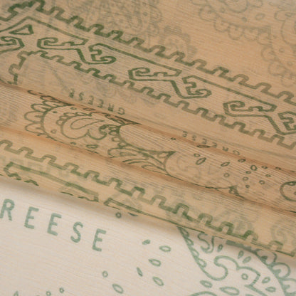 Crinkled Silk Chiffon Panel - Peach and Green Paisley and Geometric Handkerchiefs - Deadstock