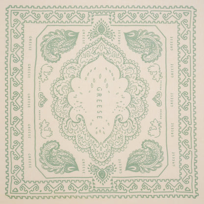 Crinkled Silk Chiffon Panel - Peach and Green Paisley and Geometric Handkerchiefs - Deadstock