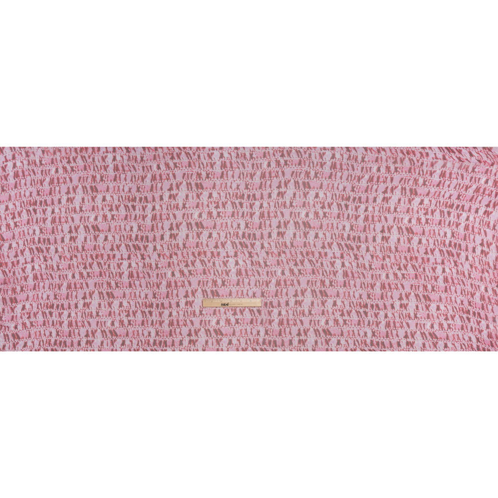 Crinkled Silk Chiffon Print - Red and Pink Tie Dye Stripes - Deadstock