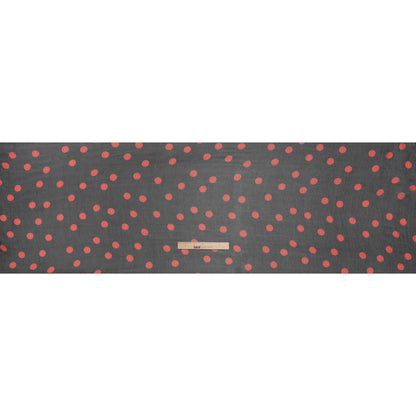 Crinkled Silk Chiffon Print - Black and Red Polka Dots - Deadstock