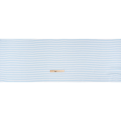 Crinkled Silk Chiffon Print - Sky Blue and White Horizontal Stripes - Deadstock