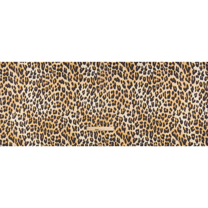 Metallic Silk Lame Print - Beige and Dark Brown Leopard Spots - Deadstock
