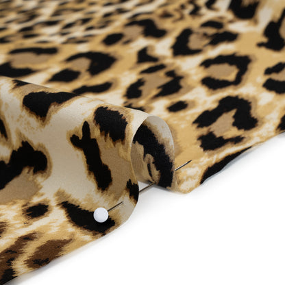 Silk Charmeuse Print - Beige, Brown and Black Leopard Spots - Deadstock