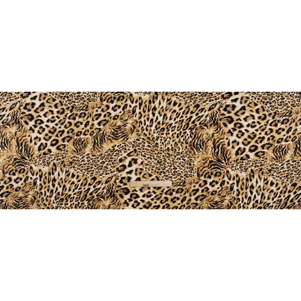 Silk Charmeuse Print - Beige, Brown and Black Leopard Spots - Deadstock