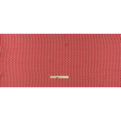 Stretch Silk Charmeuse Print - Red and White Geometric Bead Strands - Deadstock