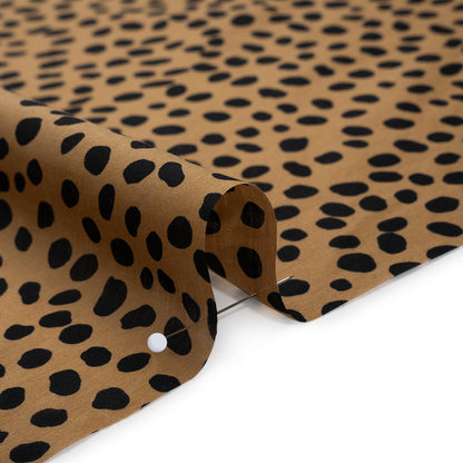 Silk and Cotton Voile Print - Tan and Black Little Spots - Deadstock
