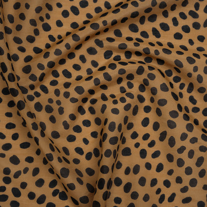 Silk and Cotton Voile Print - Tan and Black Little Spots - Deadstock