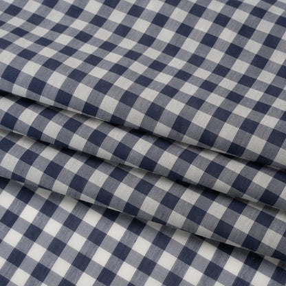 Silk and Cotton Voile - Dark Blue and White Gingham - Deadstock