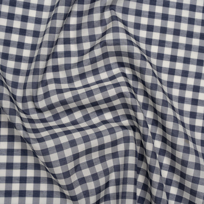 Silk and Cotton Voile - Dark Blue and White Gingham - Deadstock