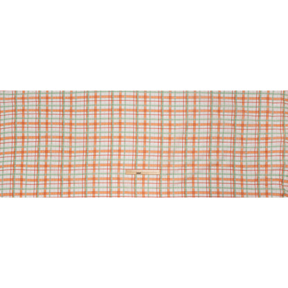Silk and Cotton Voile - Orange, Spring Green and Cream Plaid - Deadstock