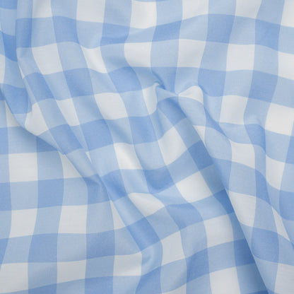 Silk and Cotton Voile - Light Blue and White Large Gingham - Deadstock