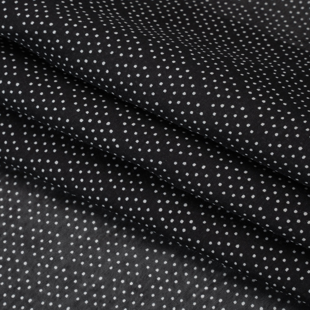 Silk and Cotton Voile Print - Black and White Polka Dot Diamonds - Deadstock