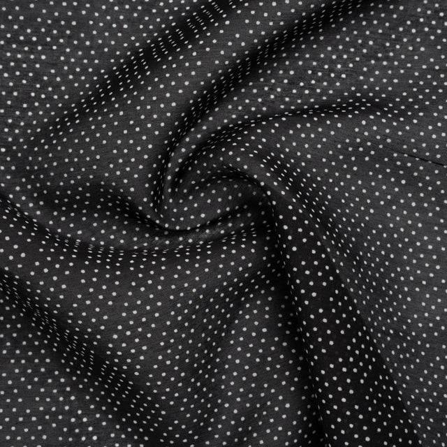 Silk and Cotton Voile Print - Black and White Polka Dot Diamonds - Deadstock