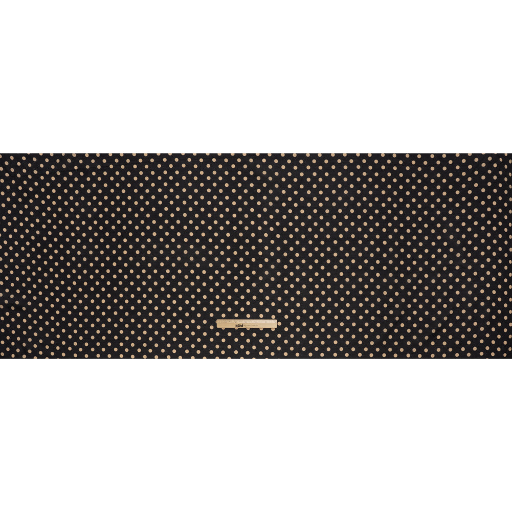 Silk and Cotton Voile - Dark Brown and Beige Polka Dots - Deadstock - Full