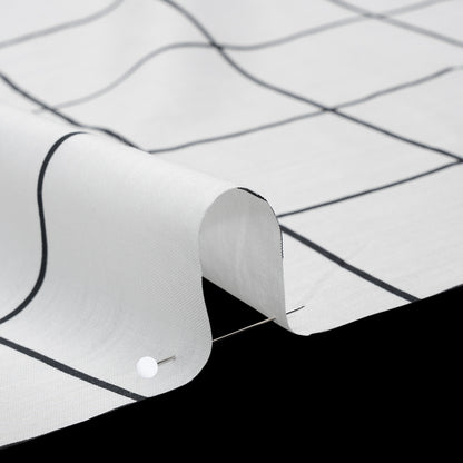 Silk and Cotton Voile Print - White and Black Windowpane Check - Deadstock