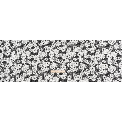 Silk and Cotton Voile Print - Black and White Florals - Deadstock