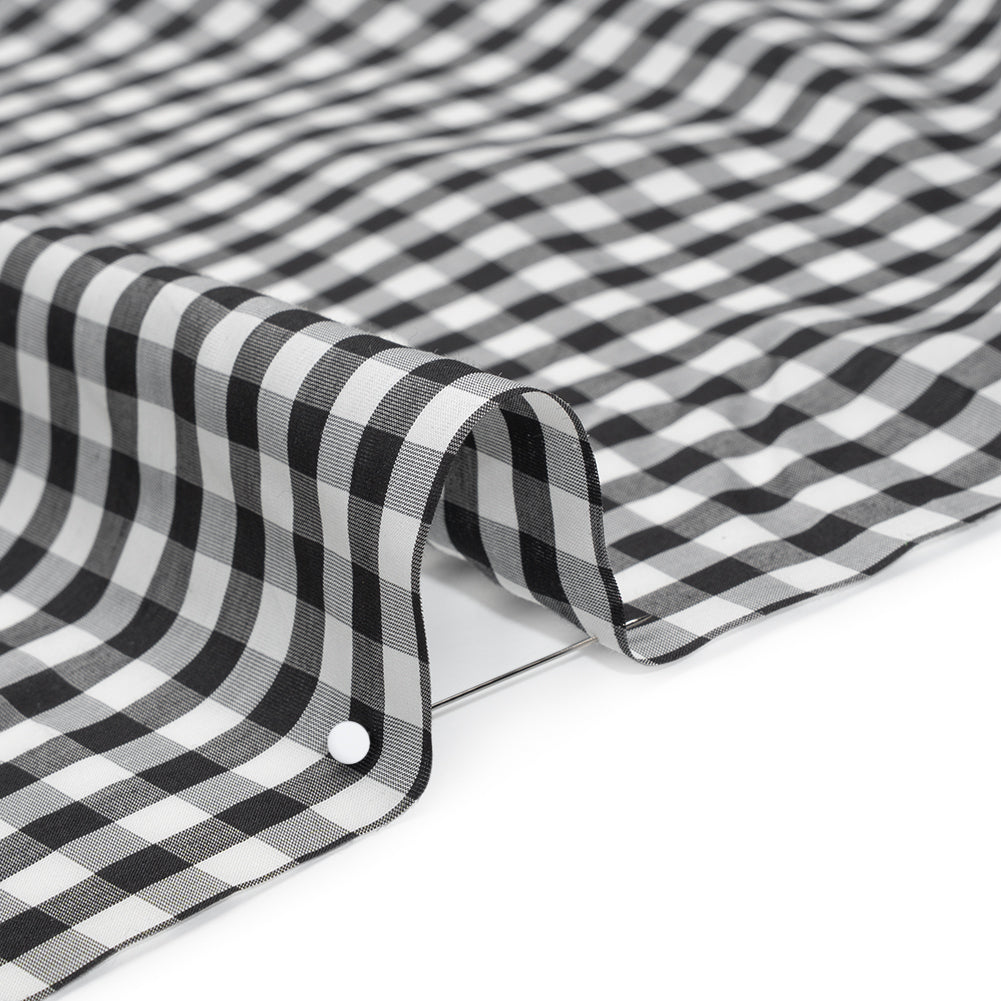 Silk and Cotton Voile - Black and White Gingham - Deadstock