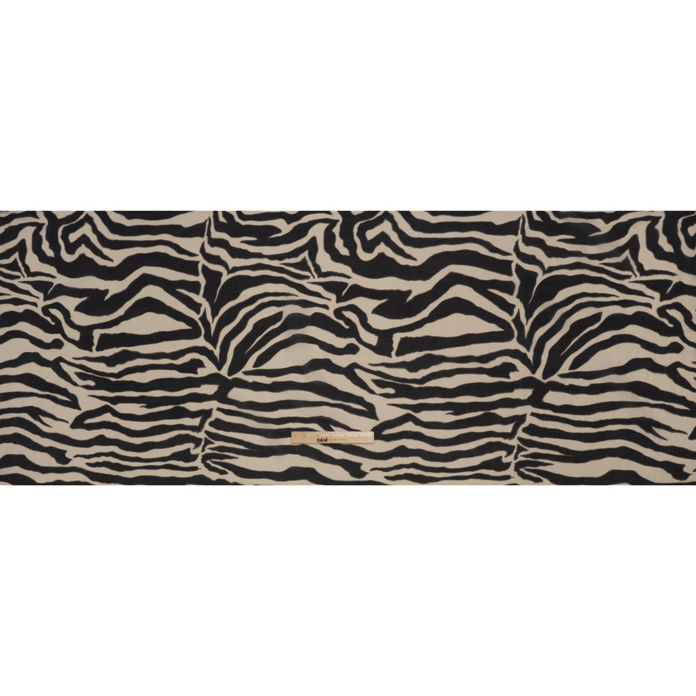 Silk and Cotton Voile - Beige, Dark Gray and Black Zebra Stripes - Deadstock - Full