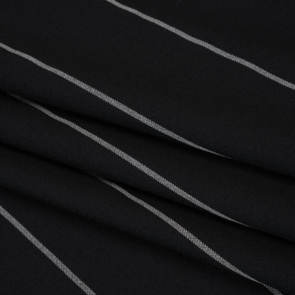 Virgin Wool Blend Suiting Made in Italy - Black and White Chalk Stripes