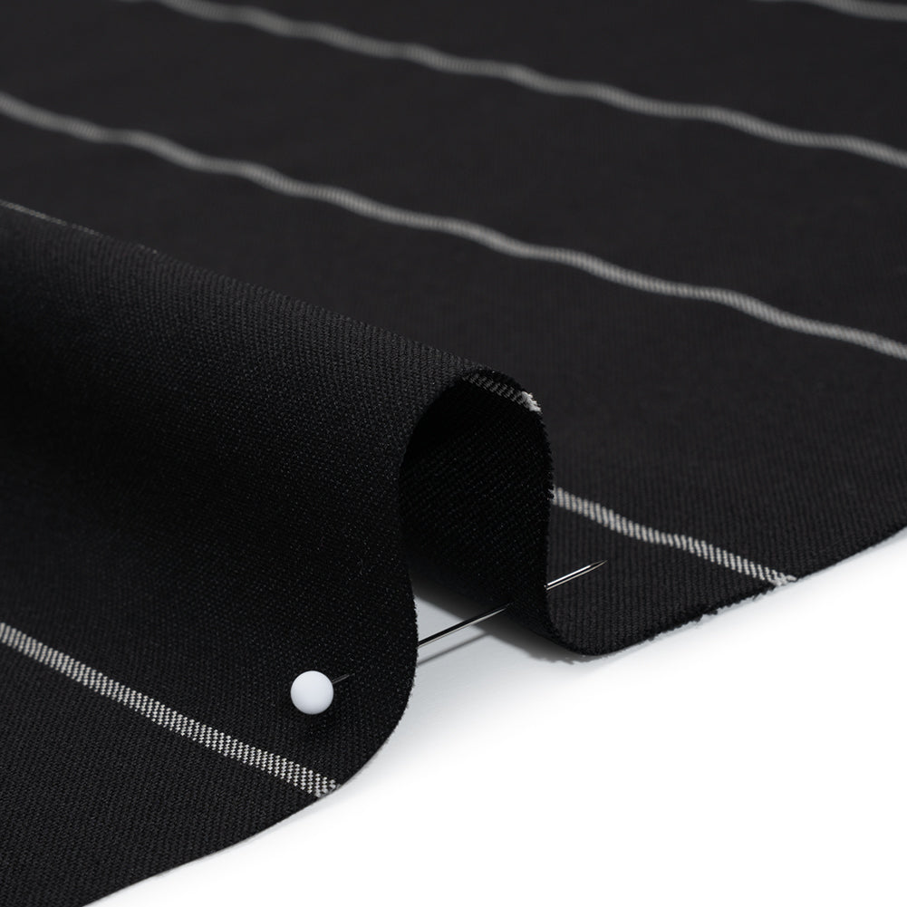 Virgin Wool Blend Suiting Made in Italy - Black and White Chalk Stripes