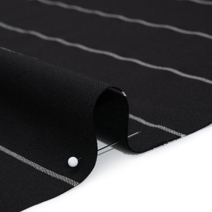 Virgin Wool Blend Suiting Made in Italy - Black and White Chalk Stripes