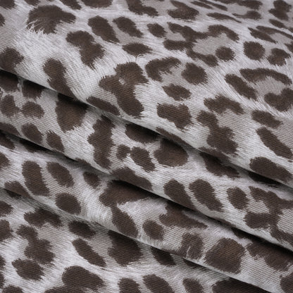Stretch Cotton Twill - Dark Brown and Gray Leopard Fur - Designer Deadstock