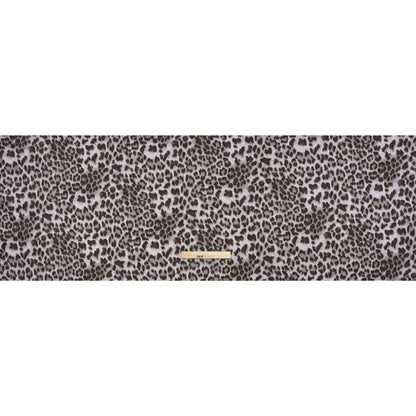 Stretch Cotton Twill - Dark Brown and Gray Leopard Fur - Designer Deadstock