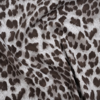 Stretch Cotton Twill - Dark Brown and Gray Leopard Fur - Designer Deadstock