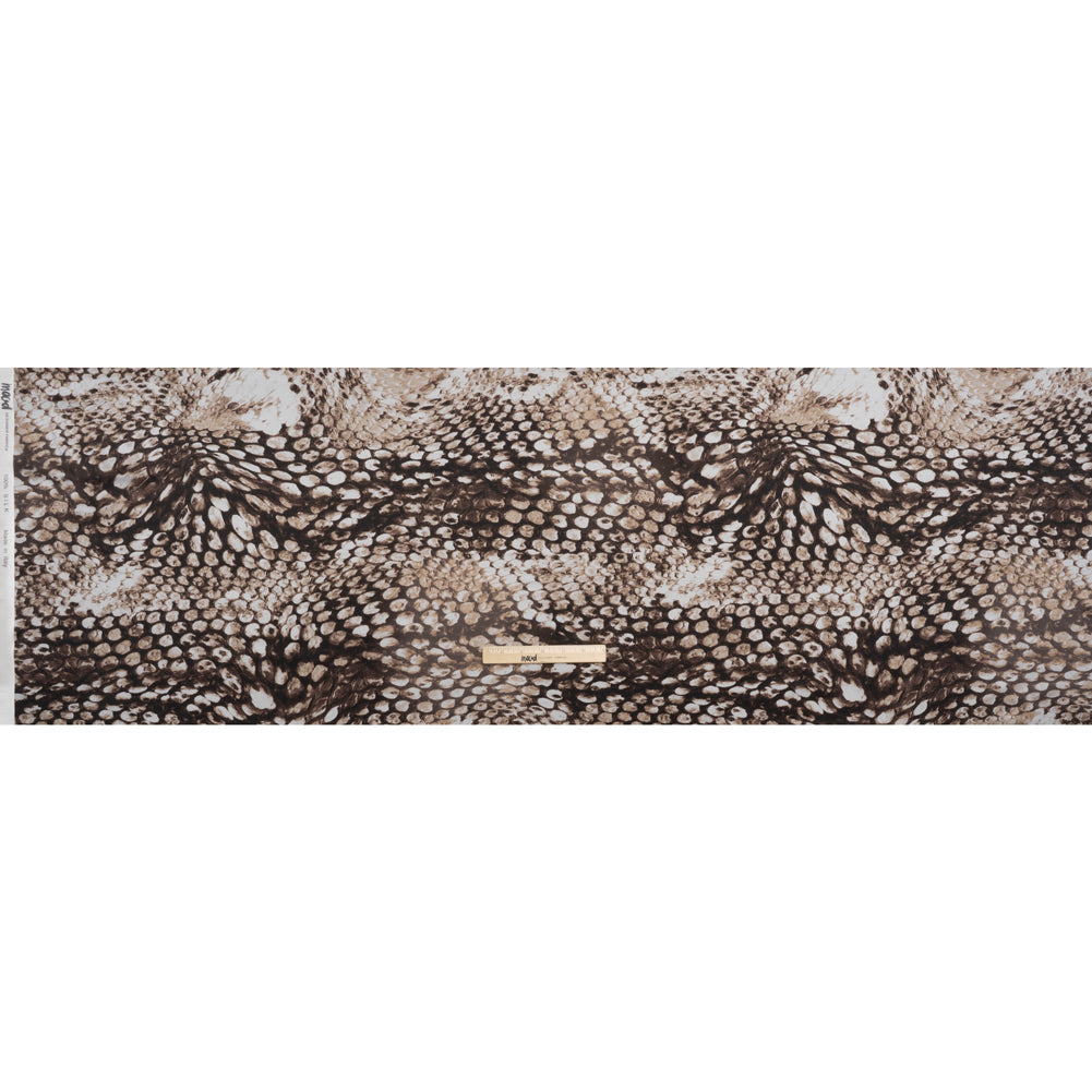 Silk Charmeuse Print 16MM, Made in Italy - Brown and Beige Giant Snakeskin