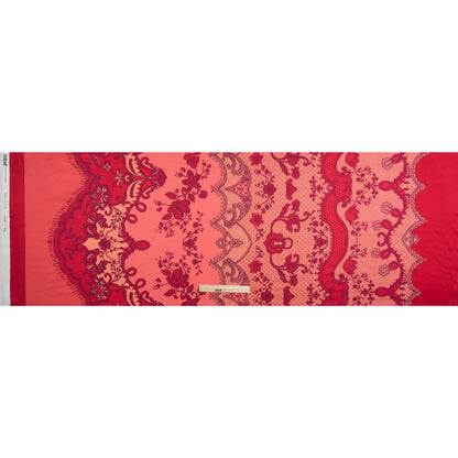 Silk Charmeuse Print 16MM, Made in Italy - Rose, Hot Pink and Dark Red Lockets and Lace