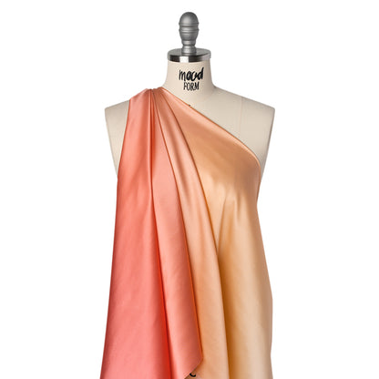 Silk Charmeuse Print 16MM, Made in Italy - Pale Peach to Blush Pink Ombre