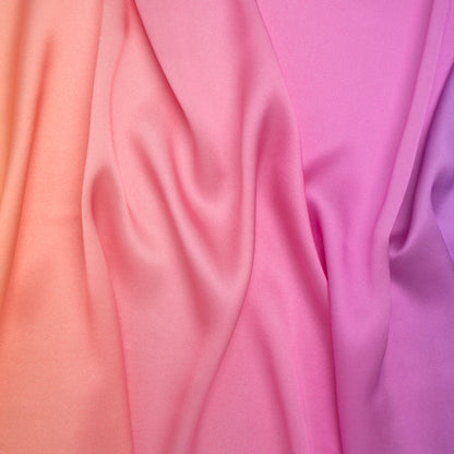 Silk Charmeuse Print 16MM, Made in Italy - Light Peach, Pink and Lavender Ombre