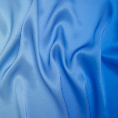 Silk Charmeuse Print 16MM, Made in Italy - White to Bright Blue Ombre
