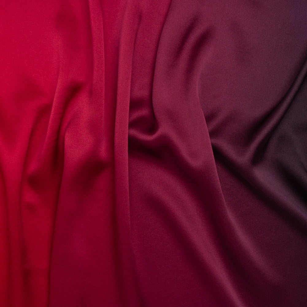 Silk Charmeuse Print 16MM, Made in Italy - Red to Black Ombre